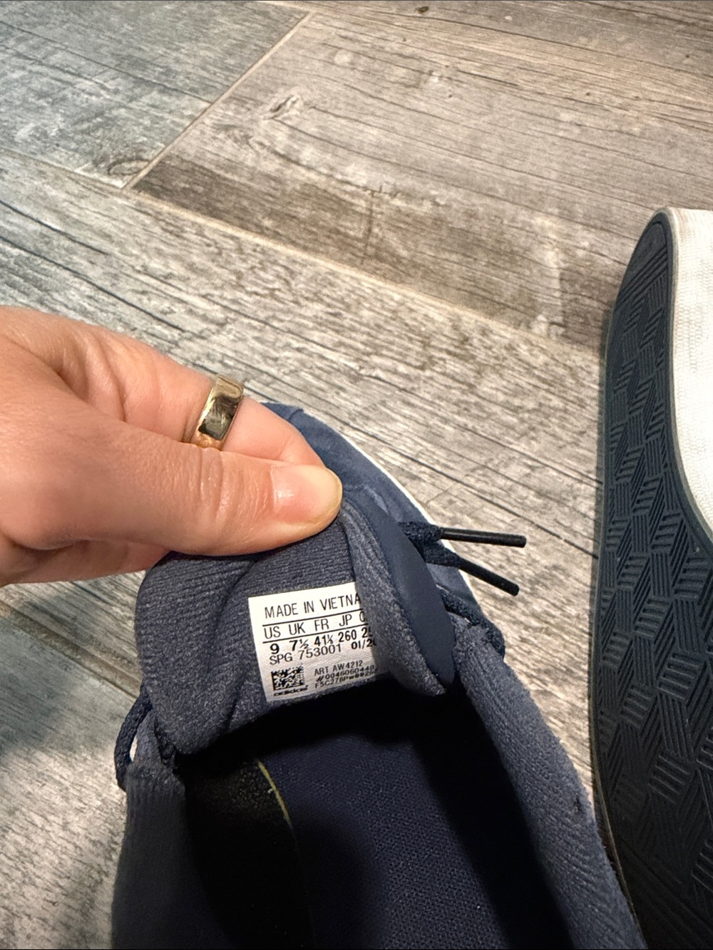 adidas Navy Suede Sneakers with White Stripes - Picture 3 of 5